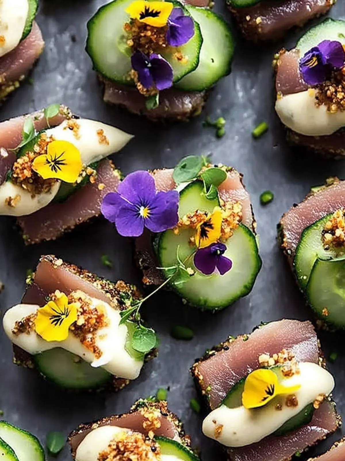 Seared Ahi Tuna Cucumber Bites with Wasabi Mayo Bliss 4 Seared Ahi Tuna Cucumber Bites with Wasabi Mayo