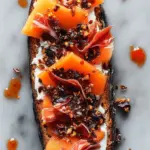 Cantaloupe Toast with Prosciutto and Chili Crisp