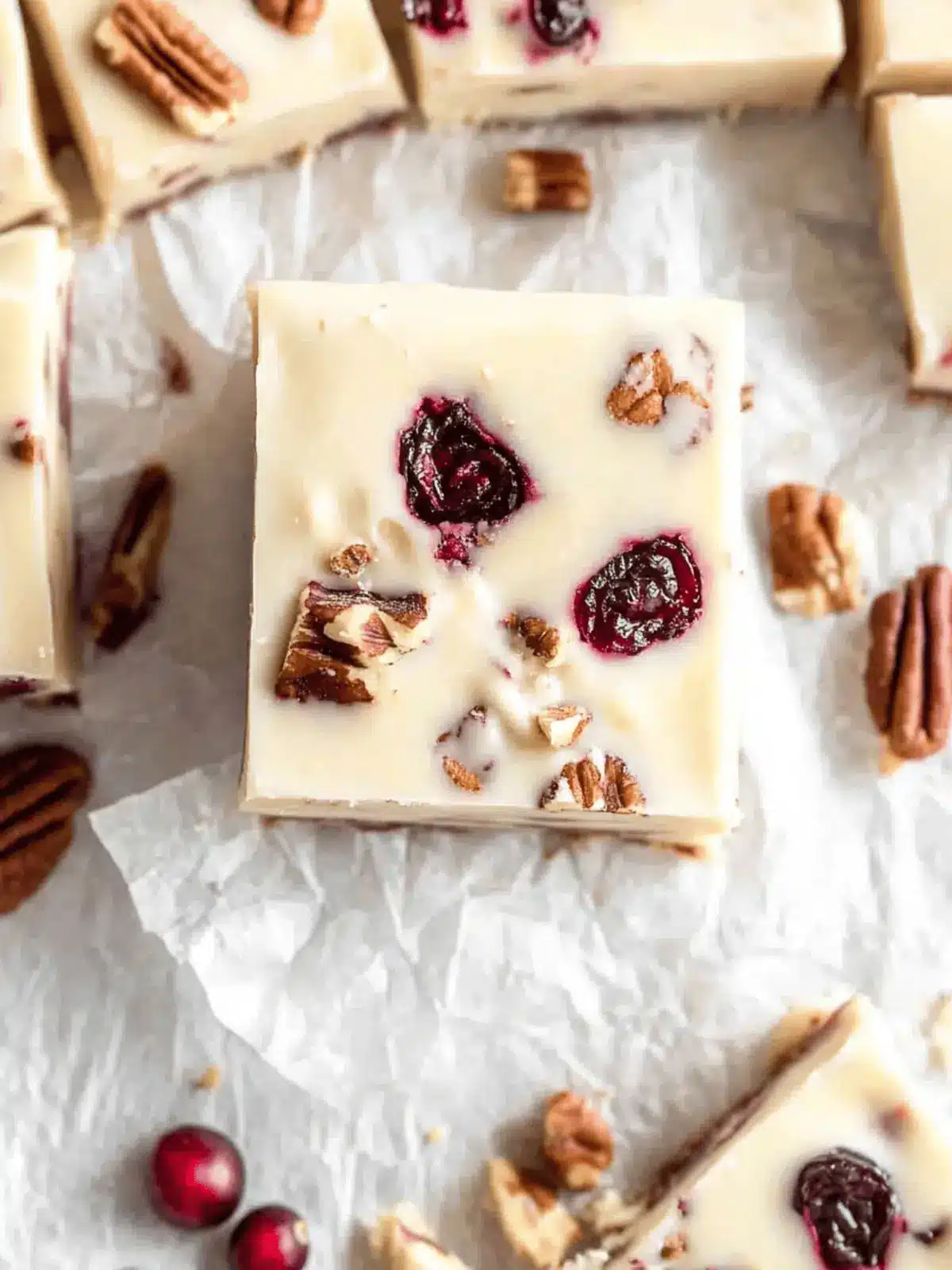 White Chocolate Cranberry Pecan Fudge