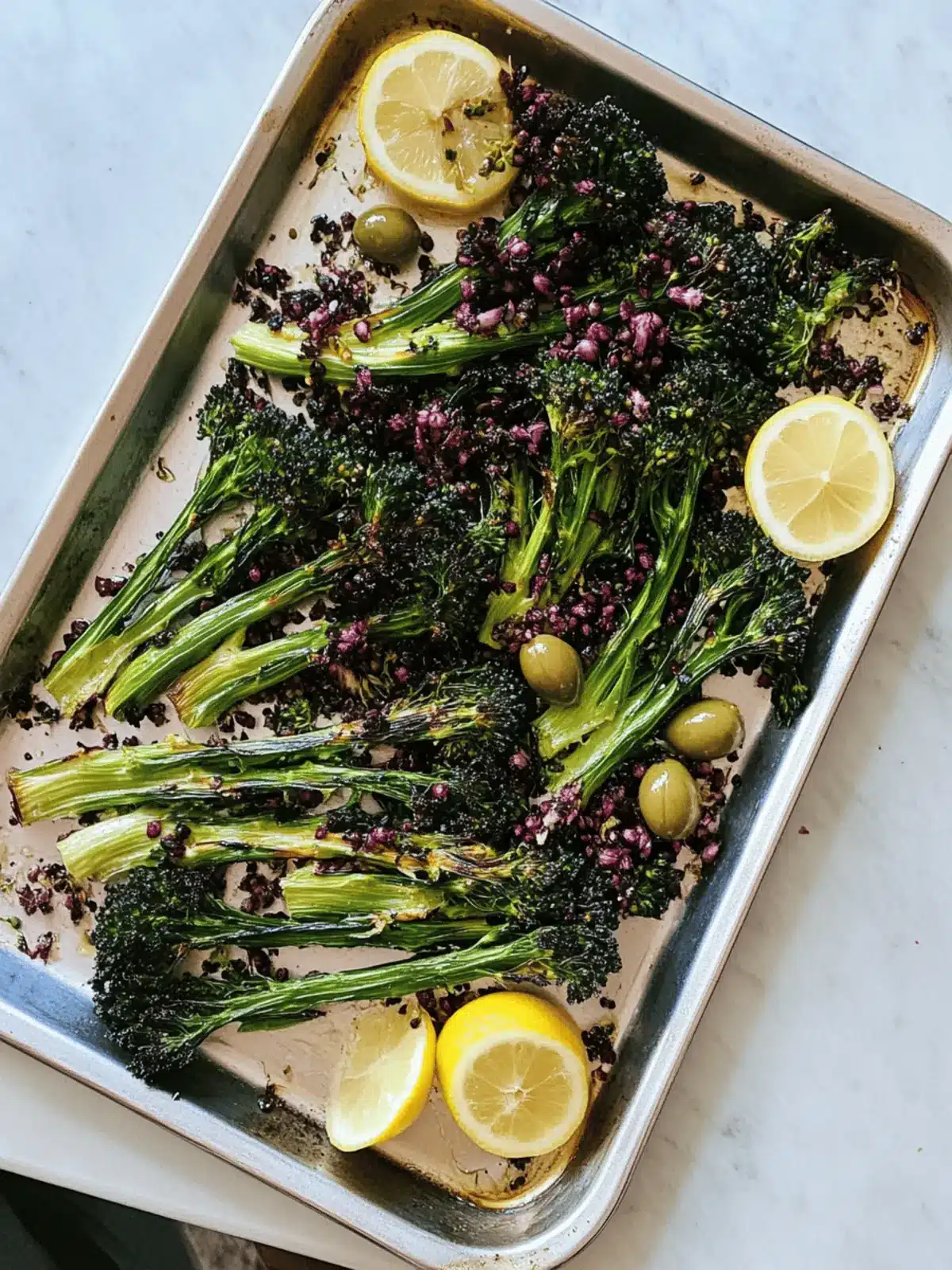 Roasted Broccolini with Lemon and Olives