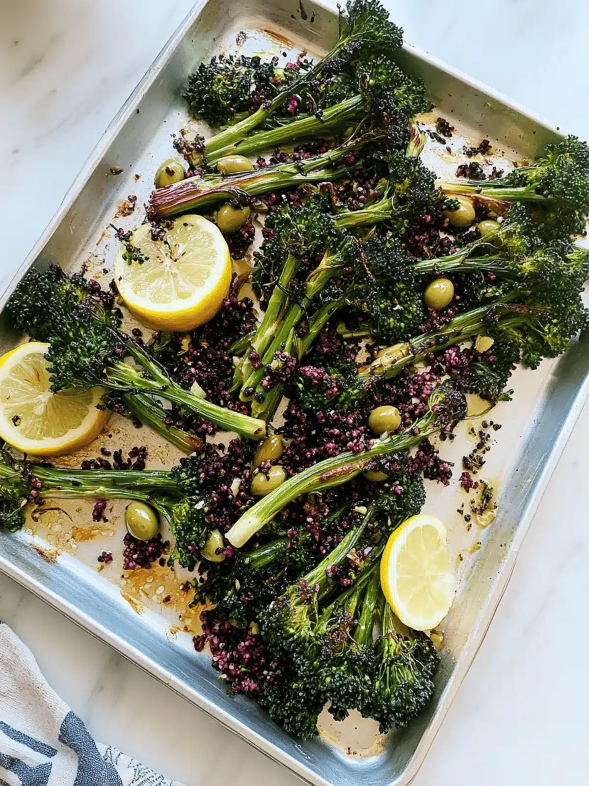 Roasted Broccolini with Lemon and Olives
