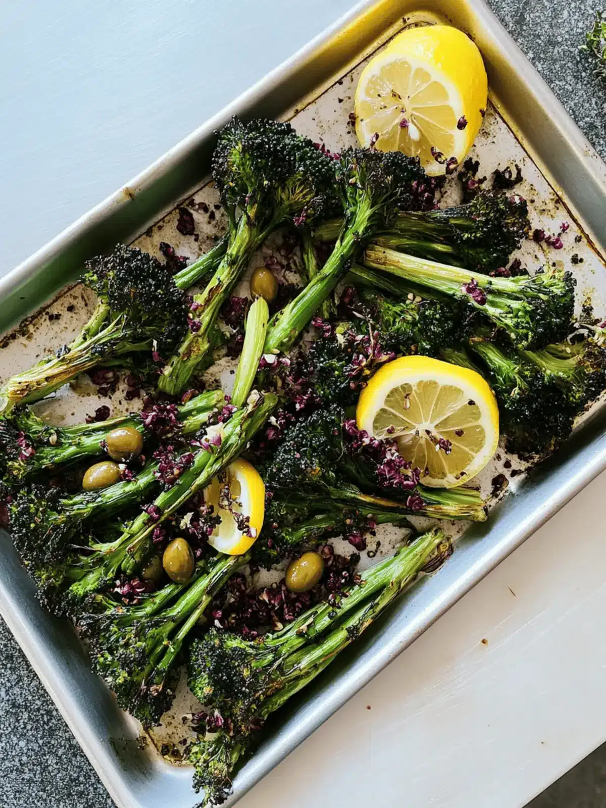 Roasted Broccolini with Lemon and Olives
