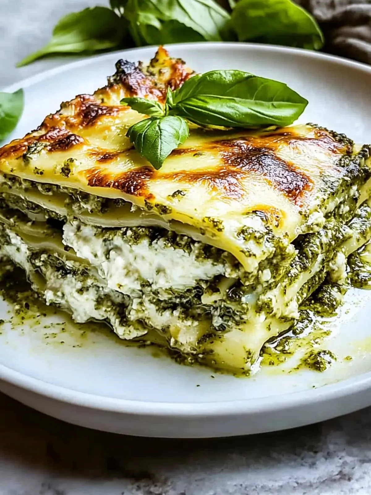 Spinach and Basil Pesto White Lasagna