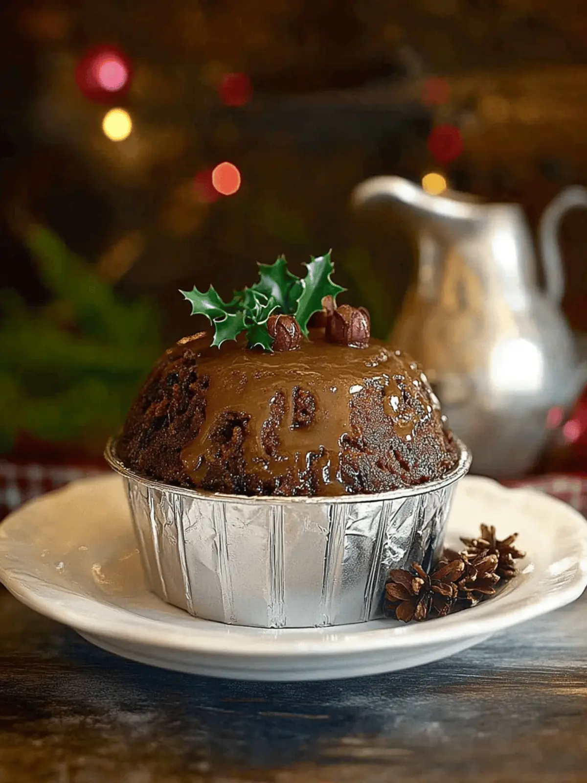 British Christmas Pudding with Brandy Sauce
