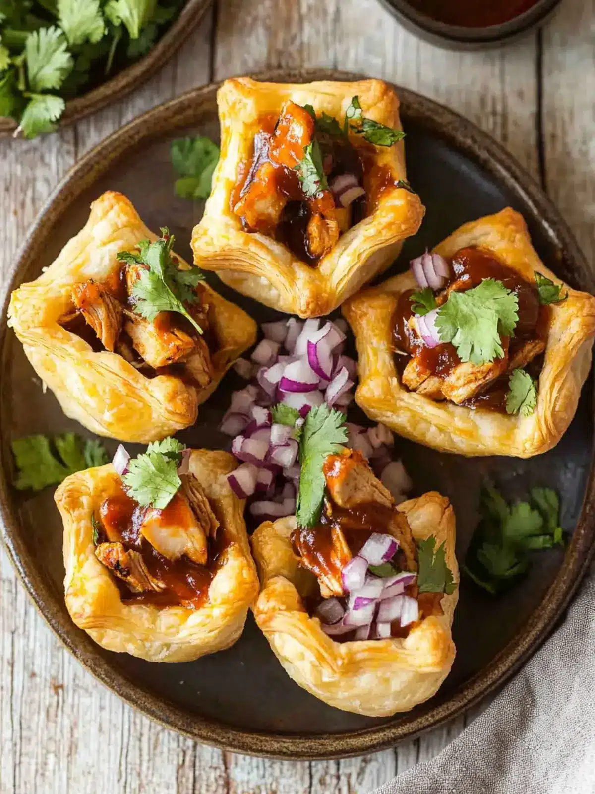 Sweet & Spicy BBQ Chicken Puff Pastry Cups