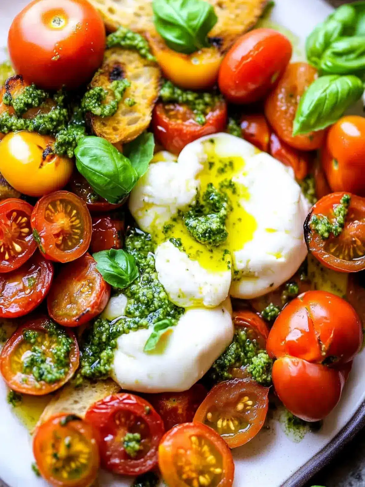 Burrata with Tomatoes & Pesto