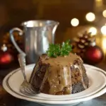 British Christmas Pudding with Brandy Sauce