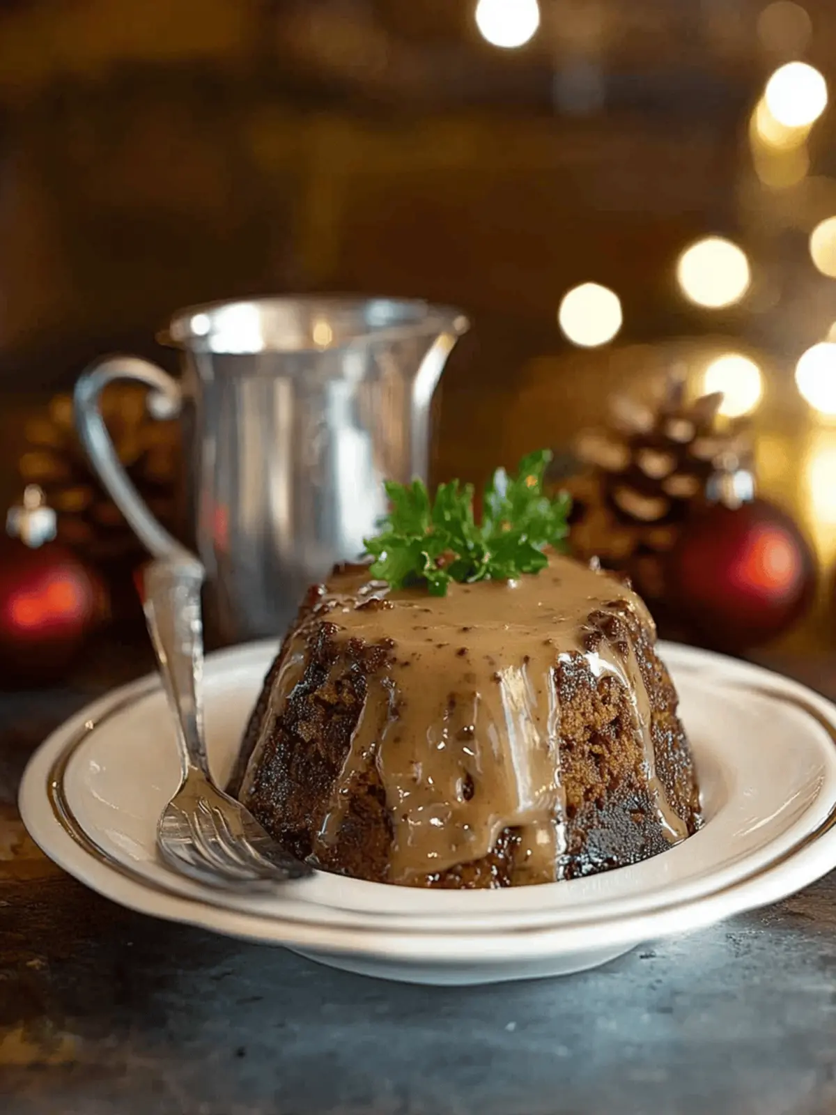 British Christmas Pudding with Brandy Sauce