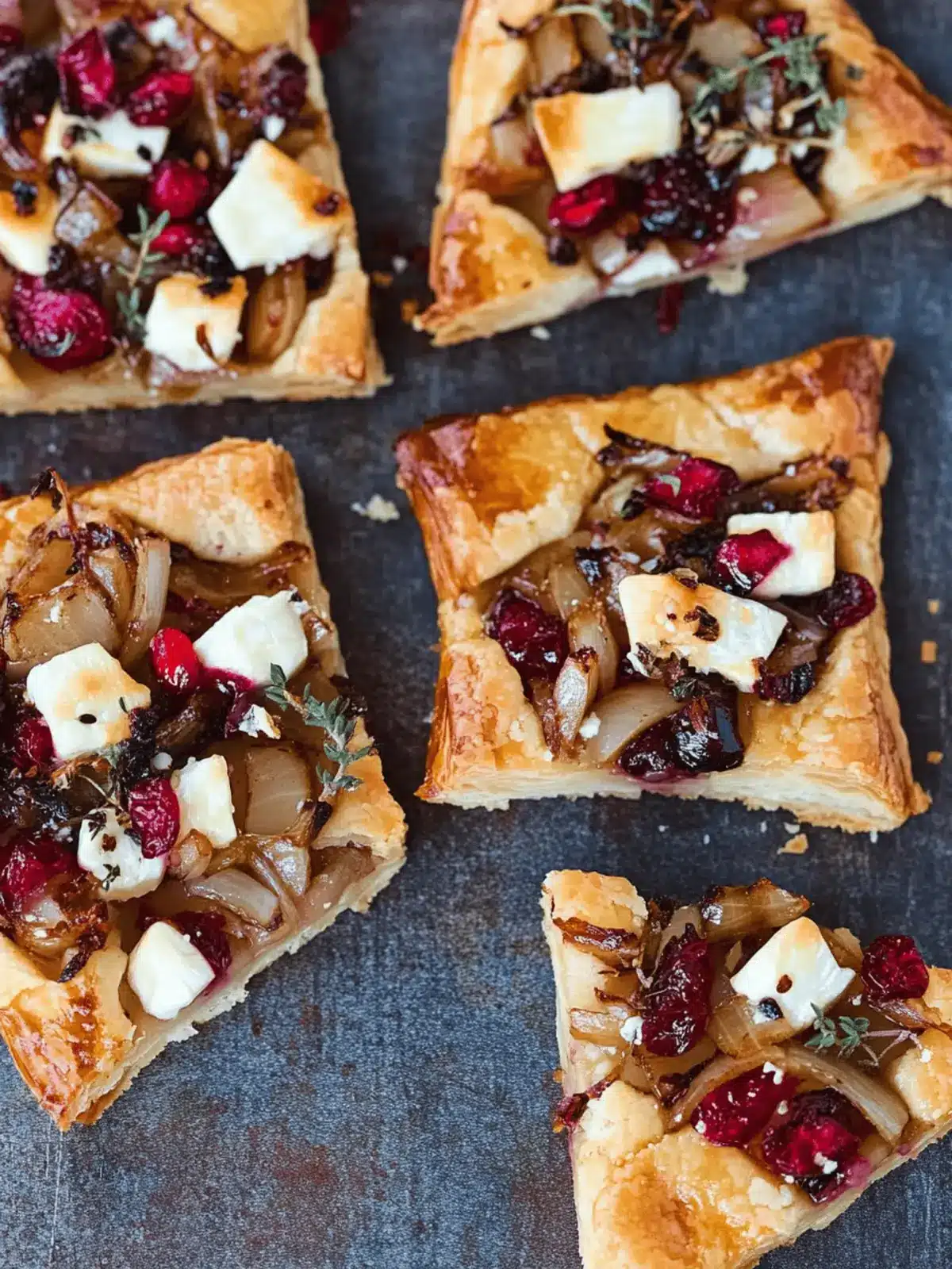 Caramelized Onion, Brie and Cranberry Pastry Bites