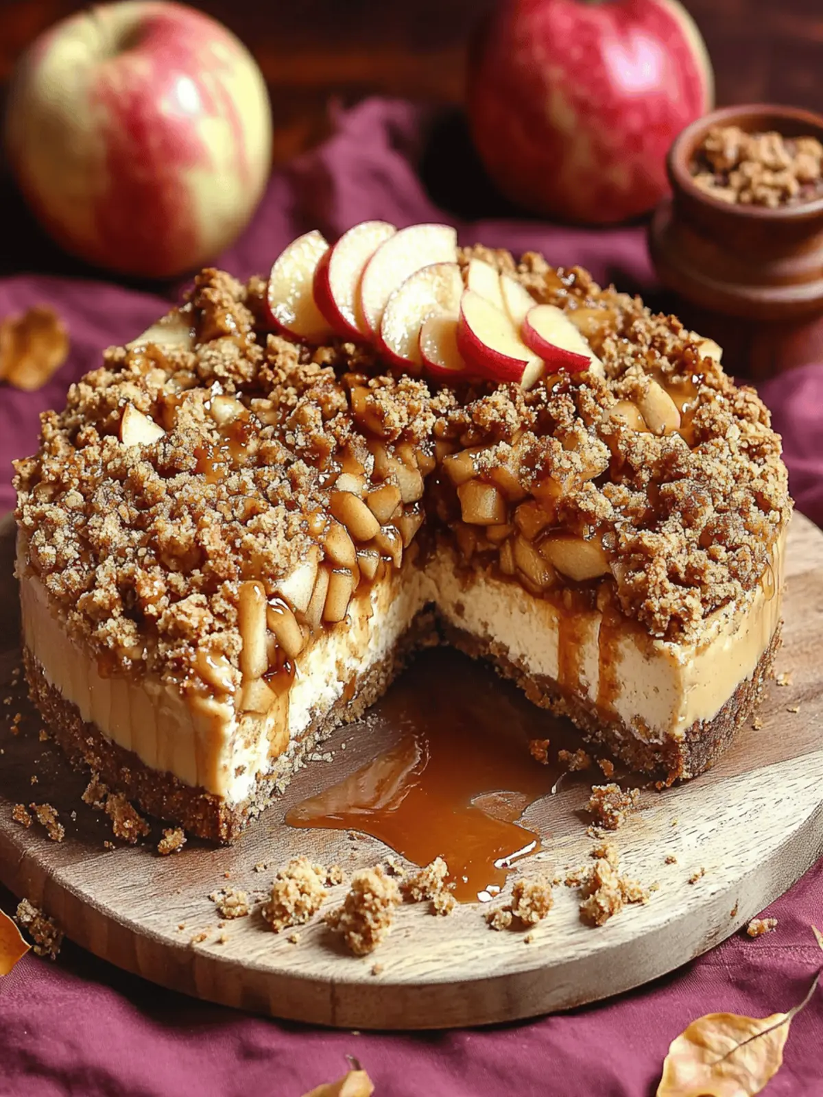 Caramel Apple Crumble Cheesecake