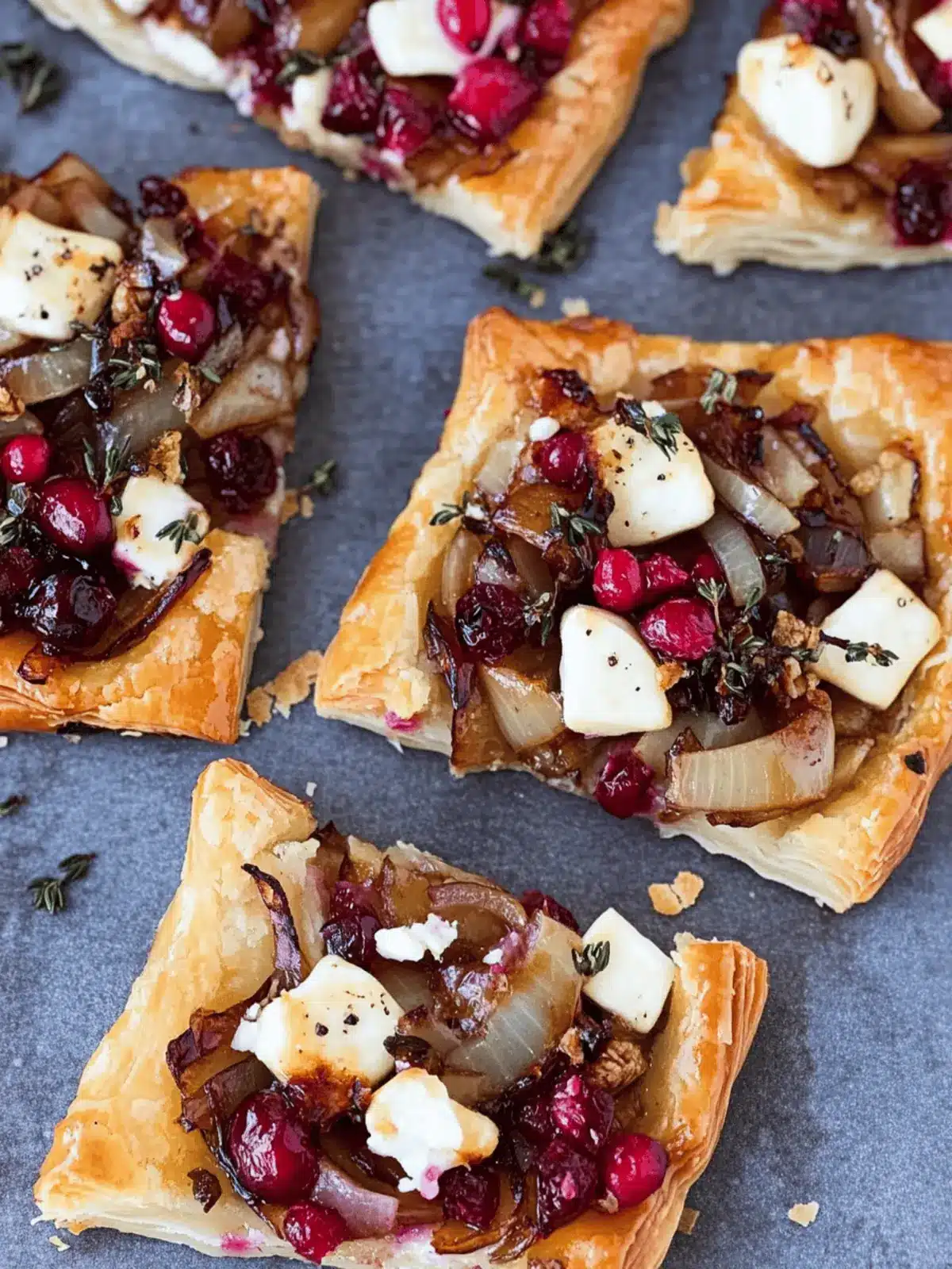 Caramelized Onion, Brie and Cranberry Pastry Bites