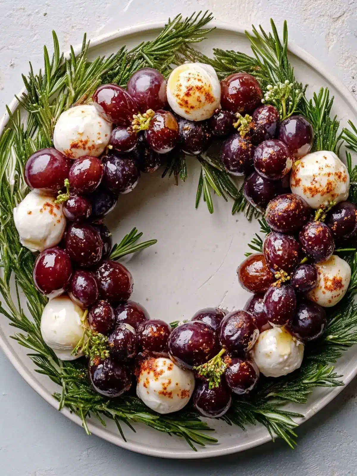 Burrata and Roasted Grape Holiday Wreath