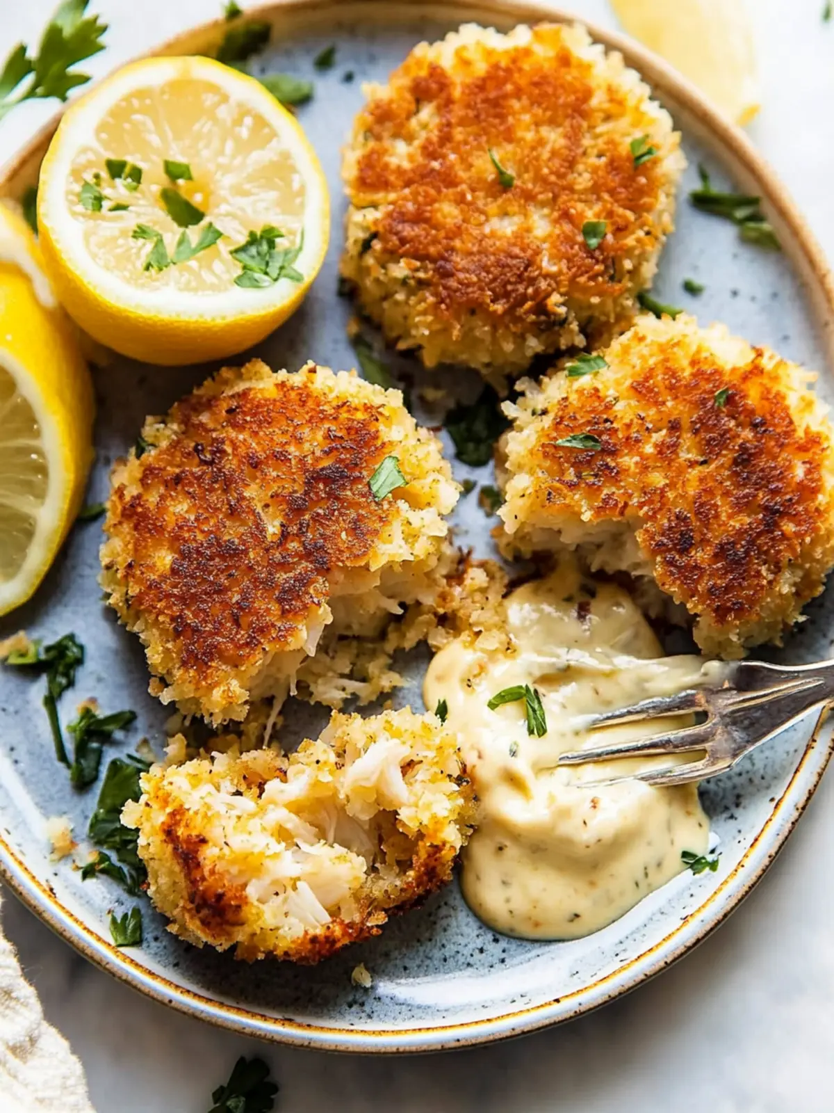 Delicious Crab Cakes with Zesty Lemon Garlic Aioli 2 Crab Cakes with Lemon Garlic Aioli