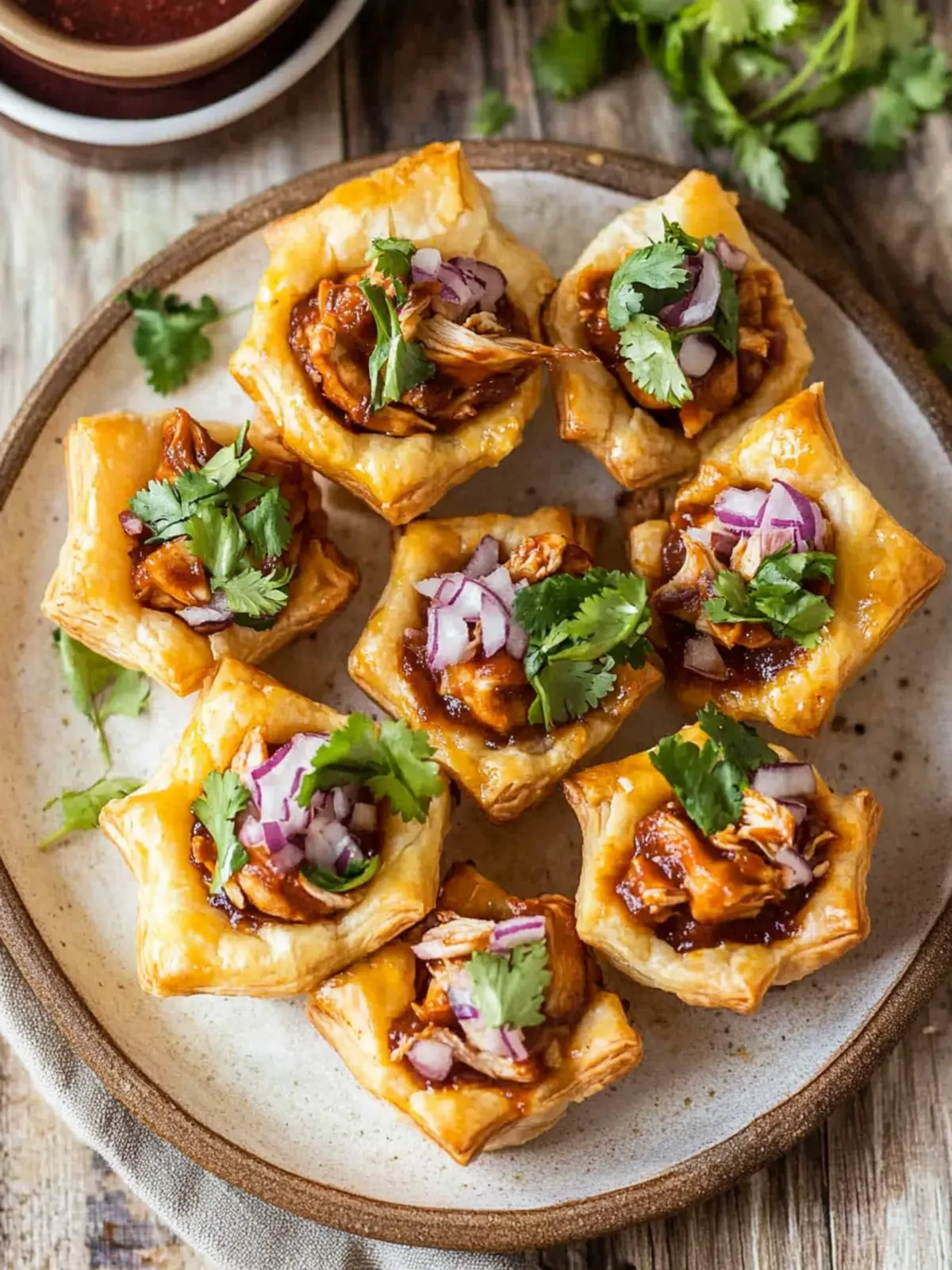 Sweet & Spicy BBQ Chicken Puff Pastry Cups