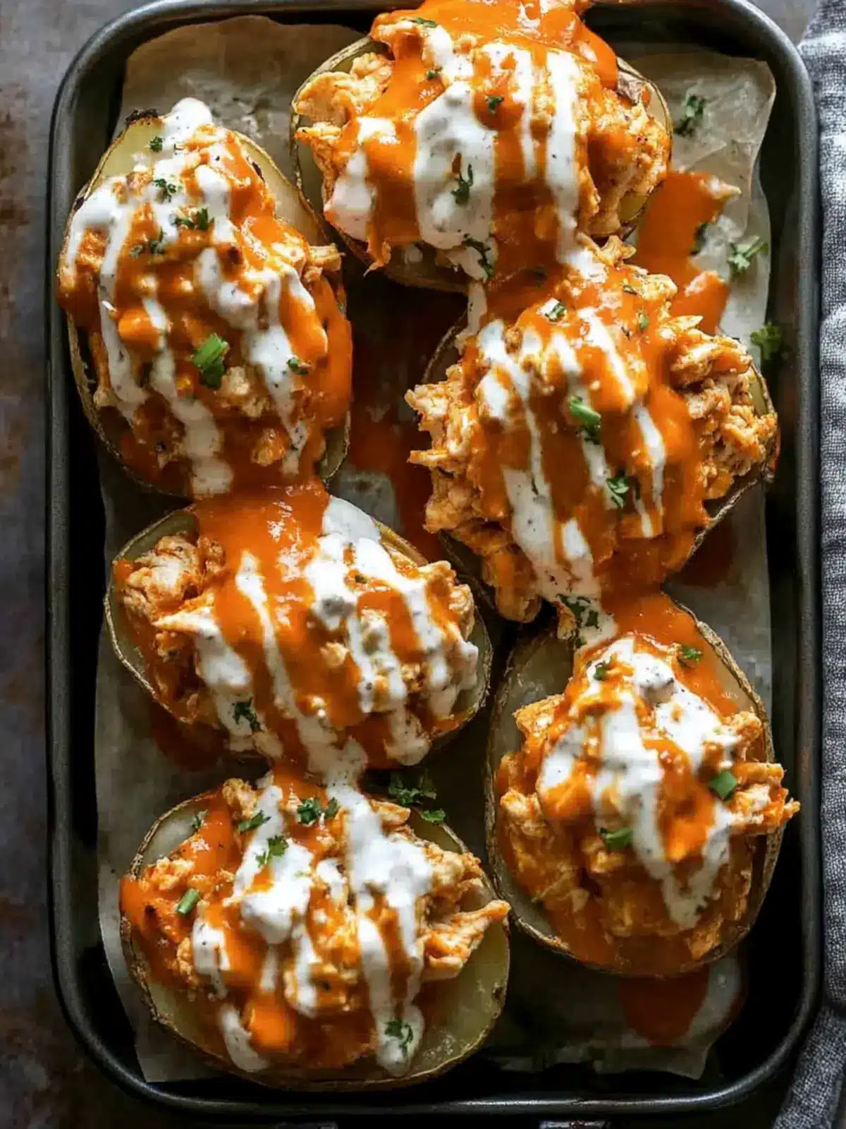Buffalo Chicken Twice Baked Potatoes