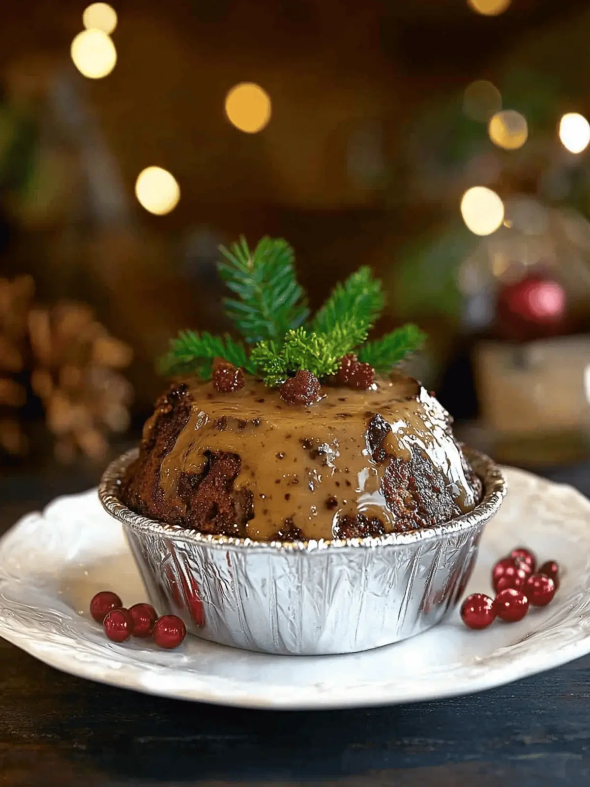 British Christmas Pudding with Brandy Sauce