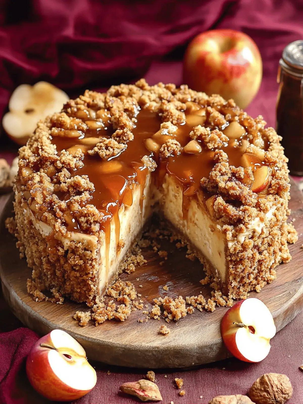 Caramel Apple Crumble Cheesecake