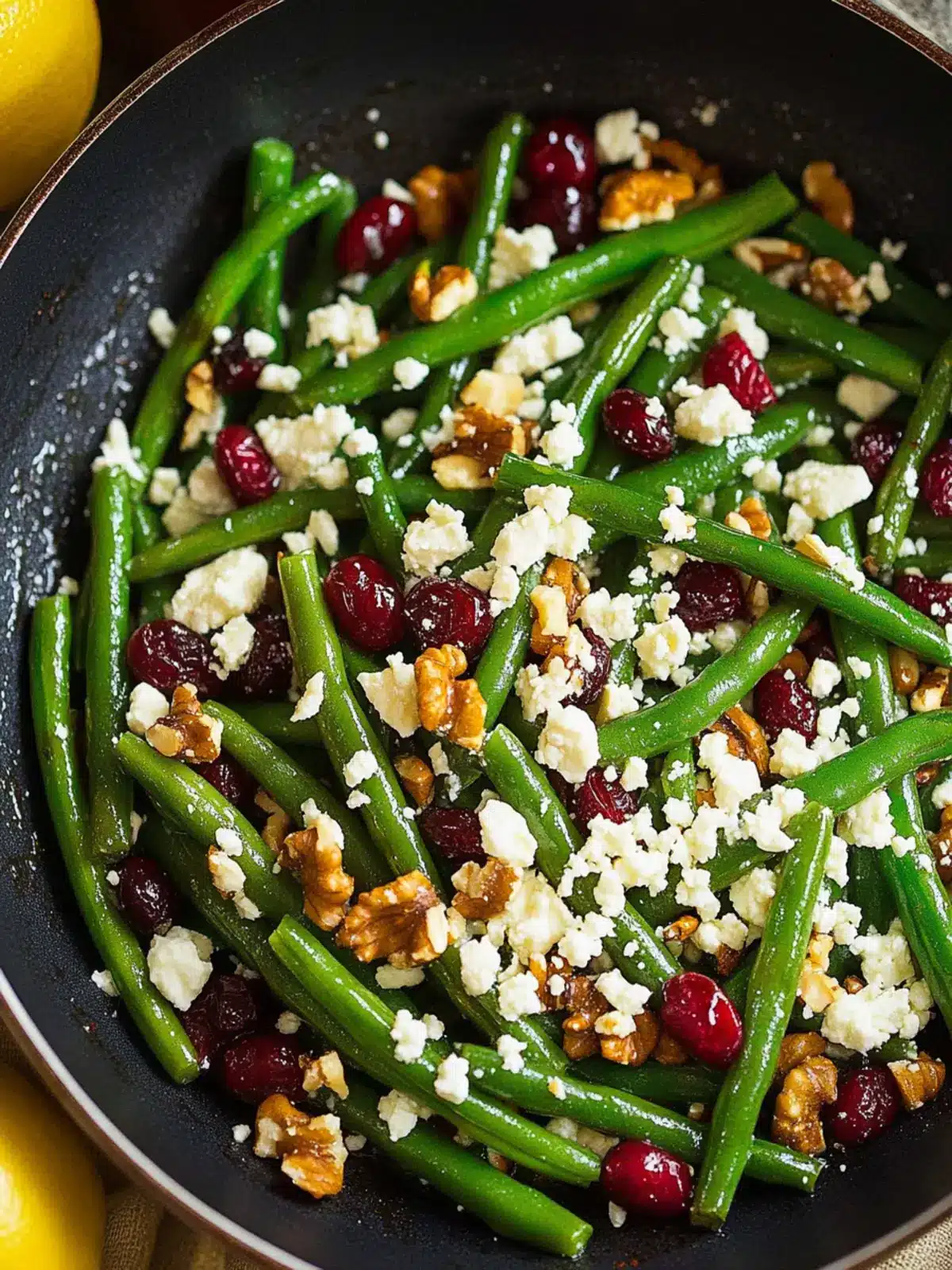 Lemon Butter Green Beans with Cranberries Walnuts and Feta Bliss 2 Lemon Butter Green Beans with Cranberries Walnuts and Feta