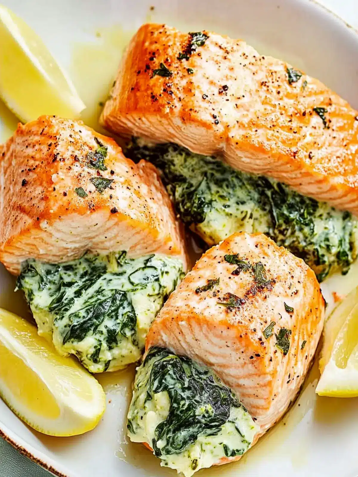 Creamed Spinach–Stuffed Salmon