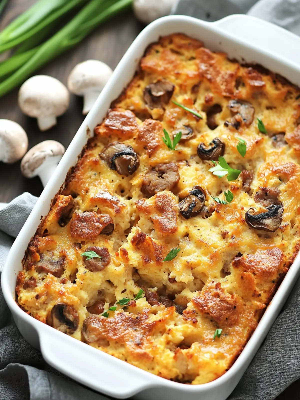 Breakfast Strata with Sausage and Mushrooms for Weekend Brunch 3 Breakfast Strata with Sausage and Mushrooms