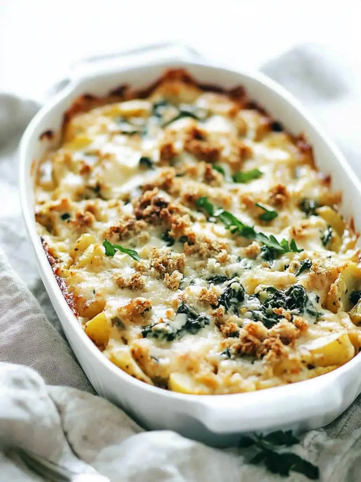 Creamy Spinach and Potato Breakfast Casserole