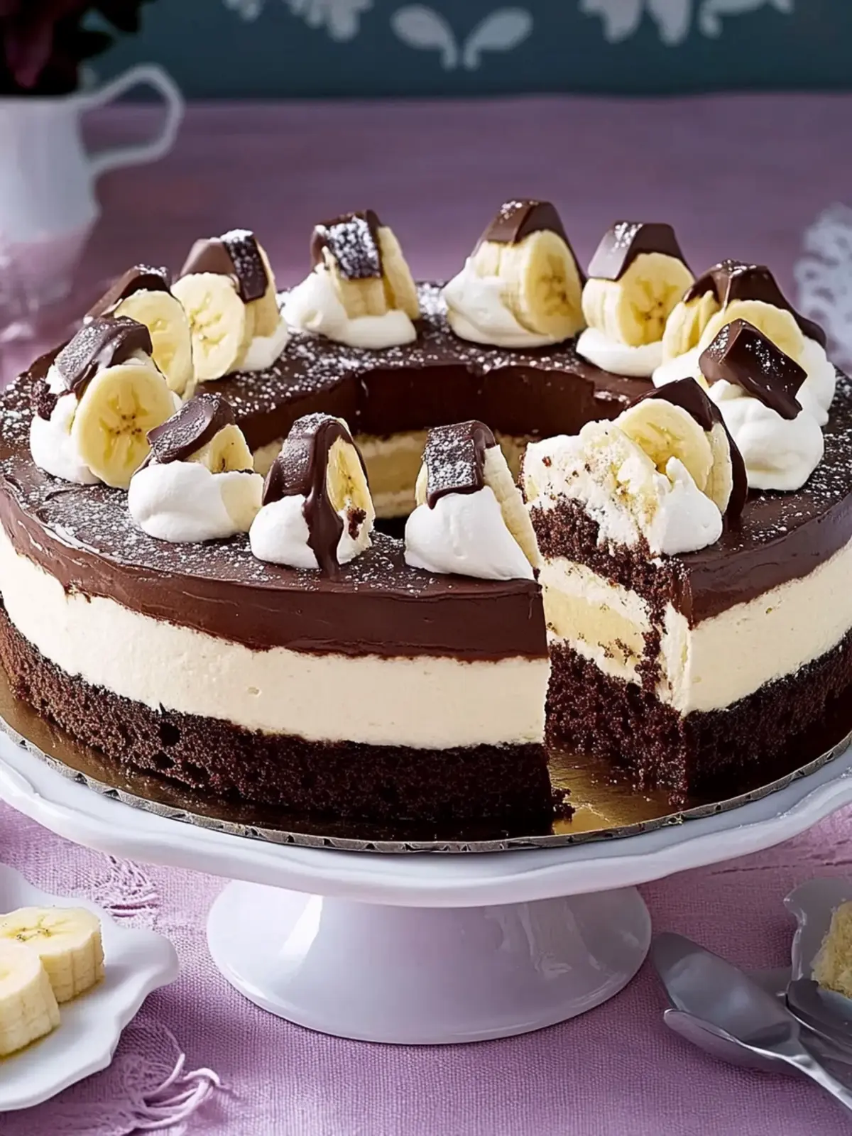 Chocolate Banana Cake with Whipped Cream Dollops Bliss 5 Chocolate banana cake with whipped cream dollops