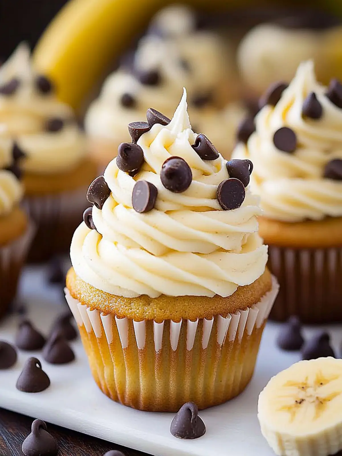 Banana Chocolate Chip Cupcakes with Cream Cheese Frosting