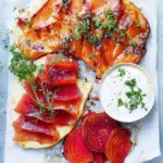 Beetroot Salmon Gravlax & Tahini Flatbread for New Year Joy 2 Beetroot salmon gravlax with tahini flatbread- New Year celebration food
