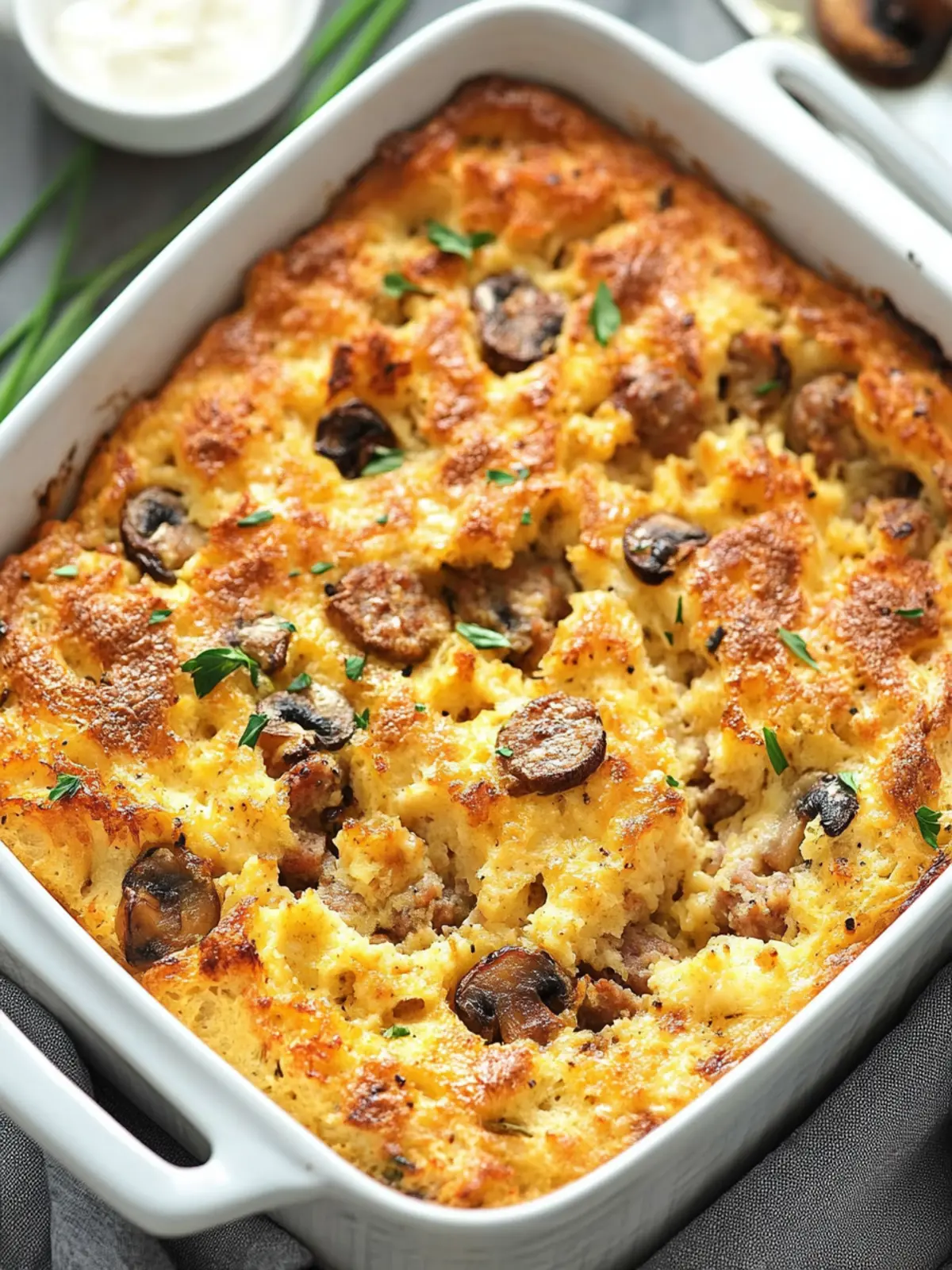 Breakfast Strata with Sausage and Mushrooms for Weekend Brunch 2 Breakfast Strata with Sausage and Mushrooms