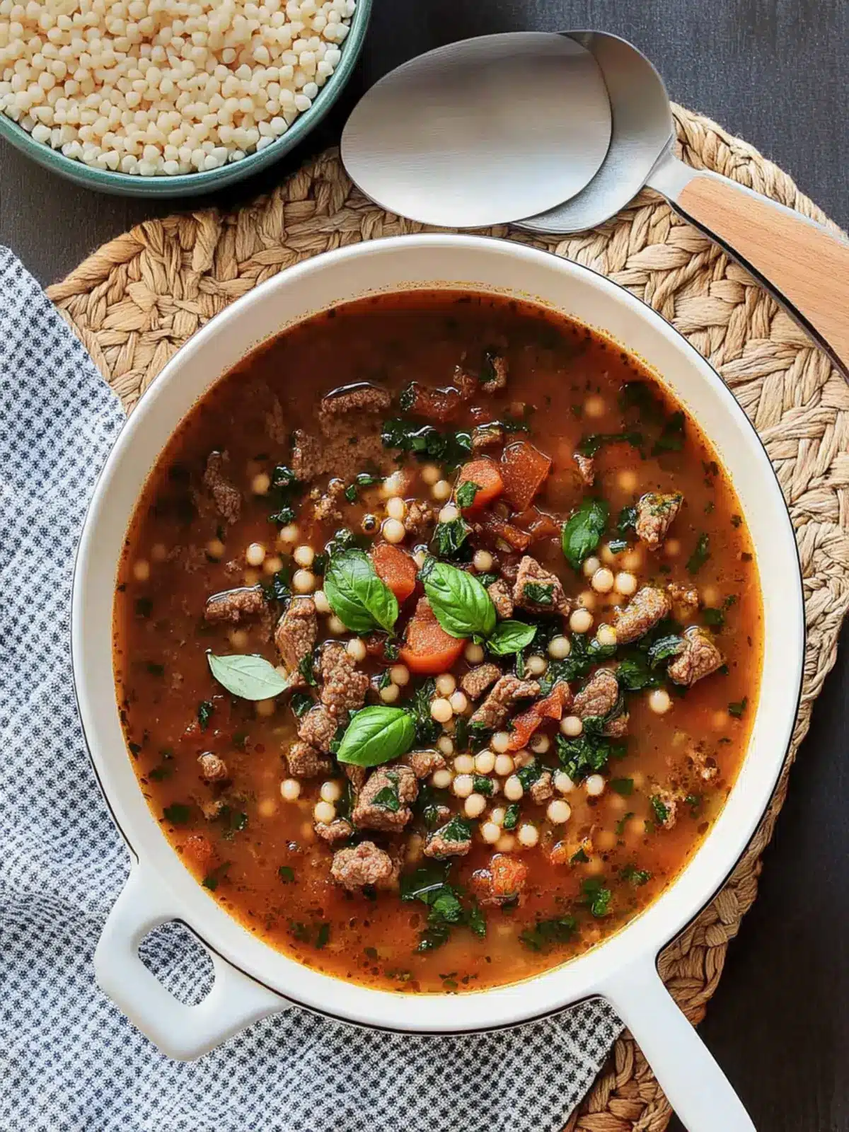 Hearty Beef, Tomato and Acini di Pepe Soup Three Ways 3 Beef, Tomato and Acini di Pepe Soup (Instant Pot, SC + Stove)