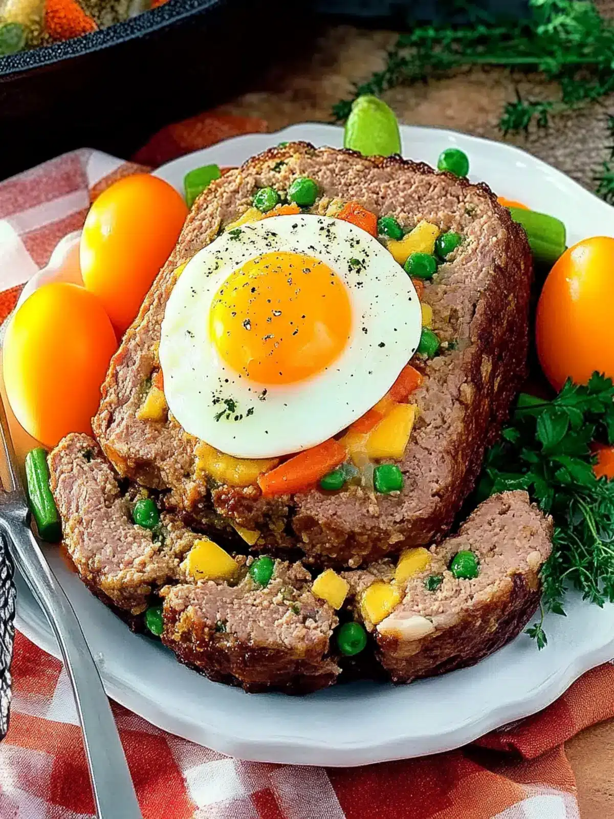 Stuffed meatloaf with egg