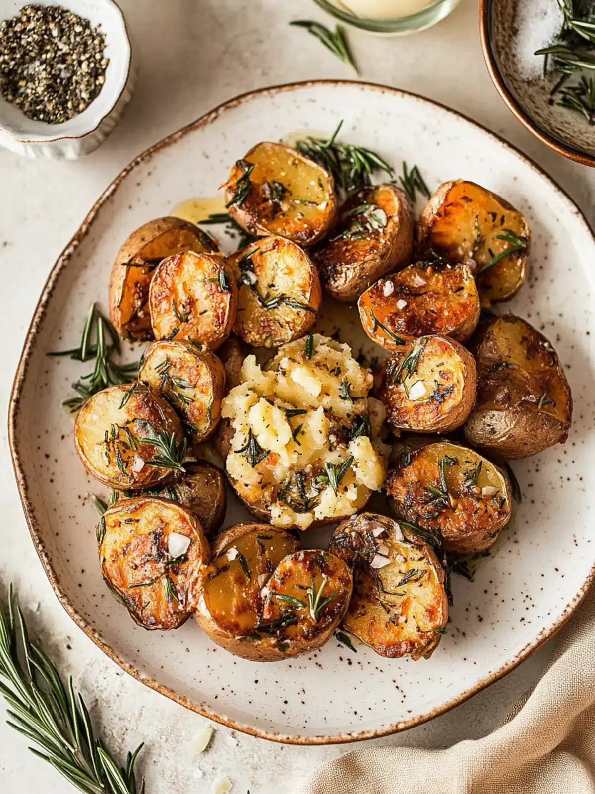 Smashed Fingerling Potatoes with Rosemary Garlic Butter