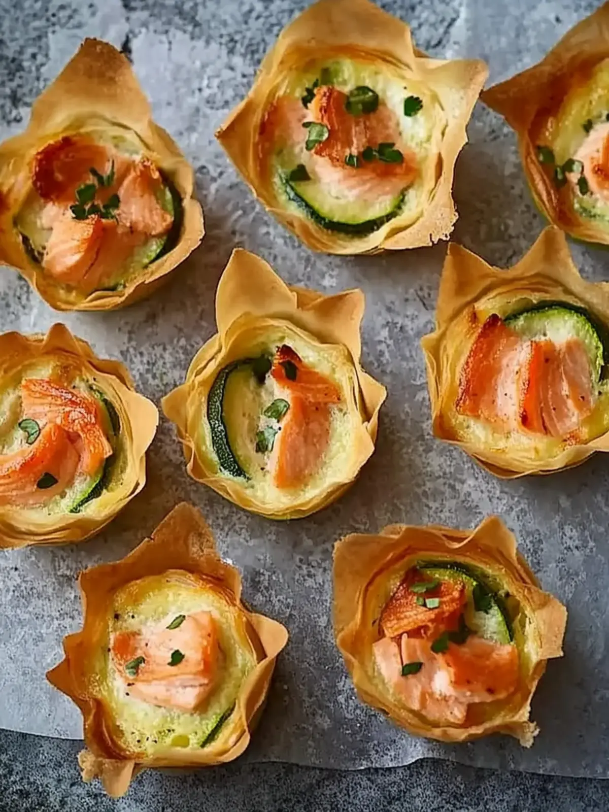 Savory Mini Quiches with Salmon and Courgettes to Impress 2 Mini quiches with salmon and courgettes