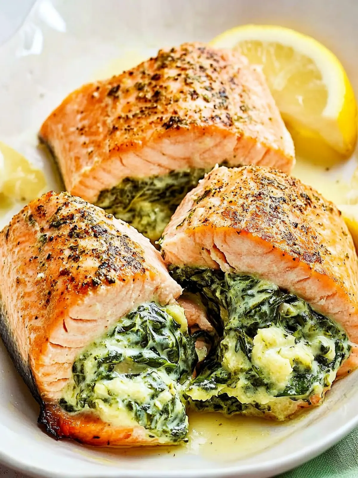 Creamed Spinach–Stuffed Salmon