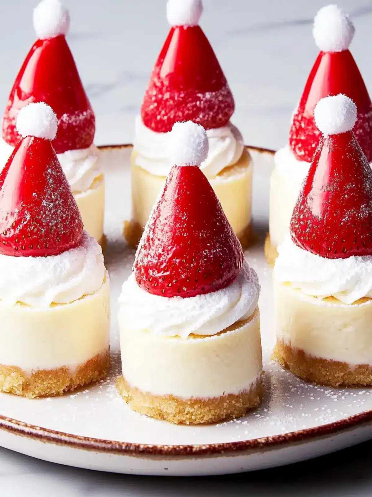 Santa Hat Cheesecake Bites