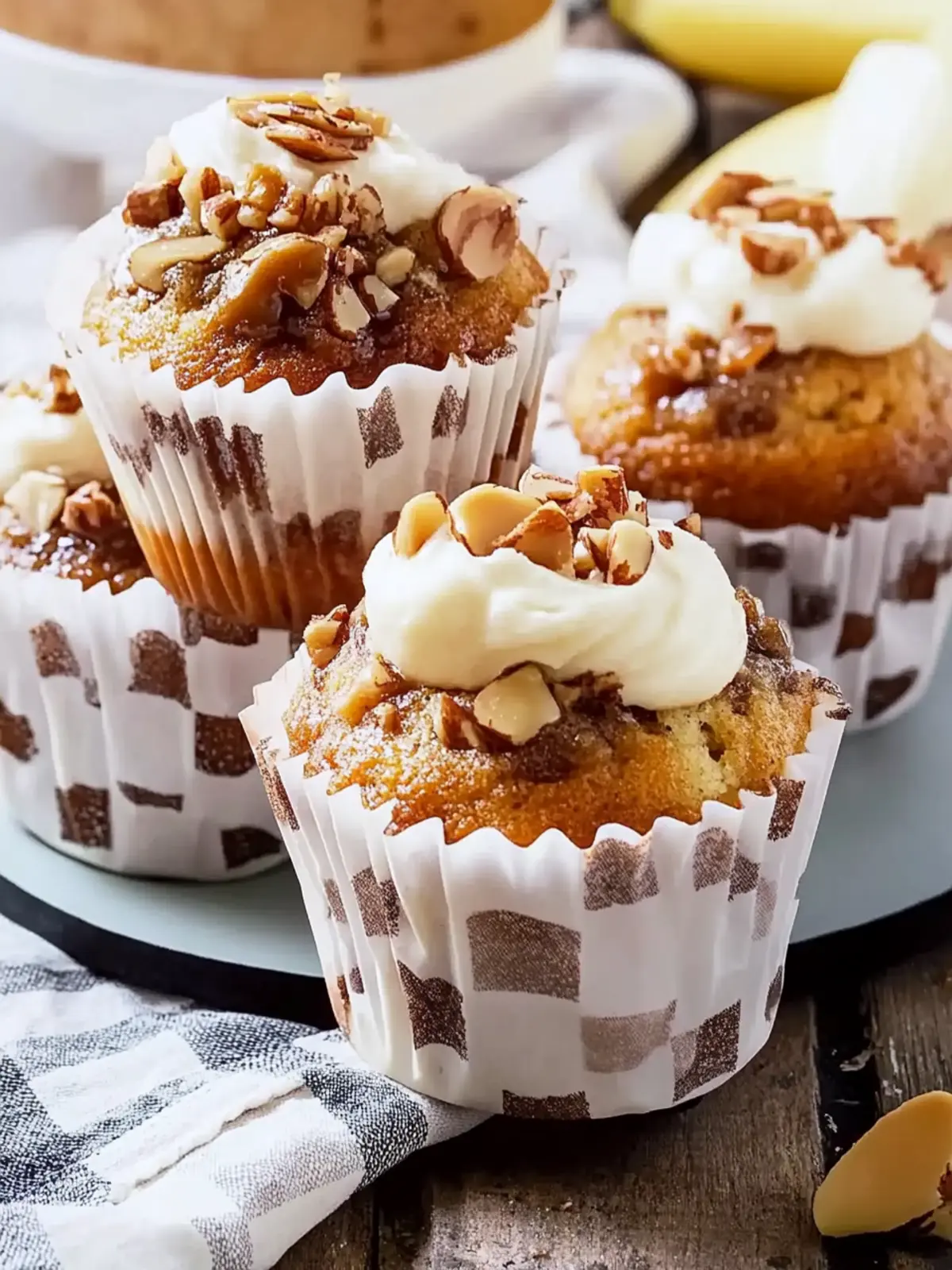Butter Almond Caramel Banana Muffins