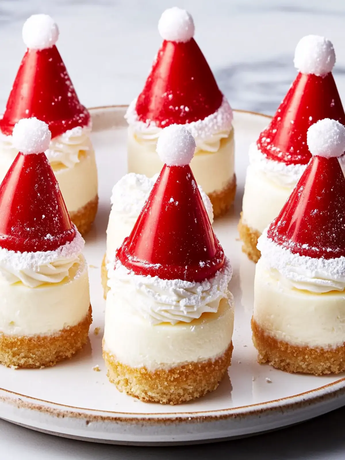 Santa Hat Cheesecake Bites