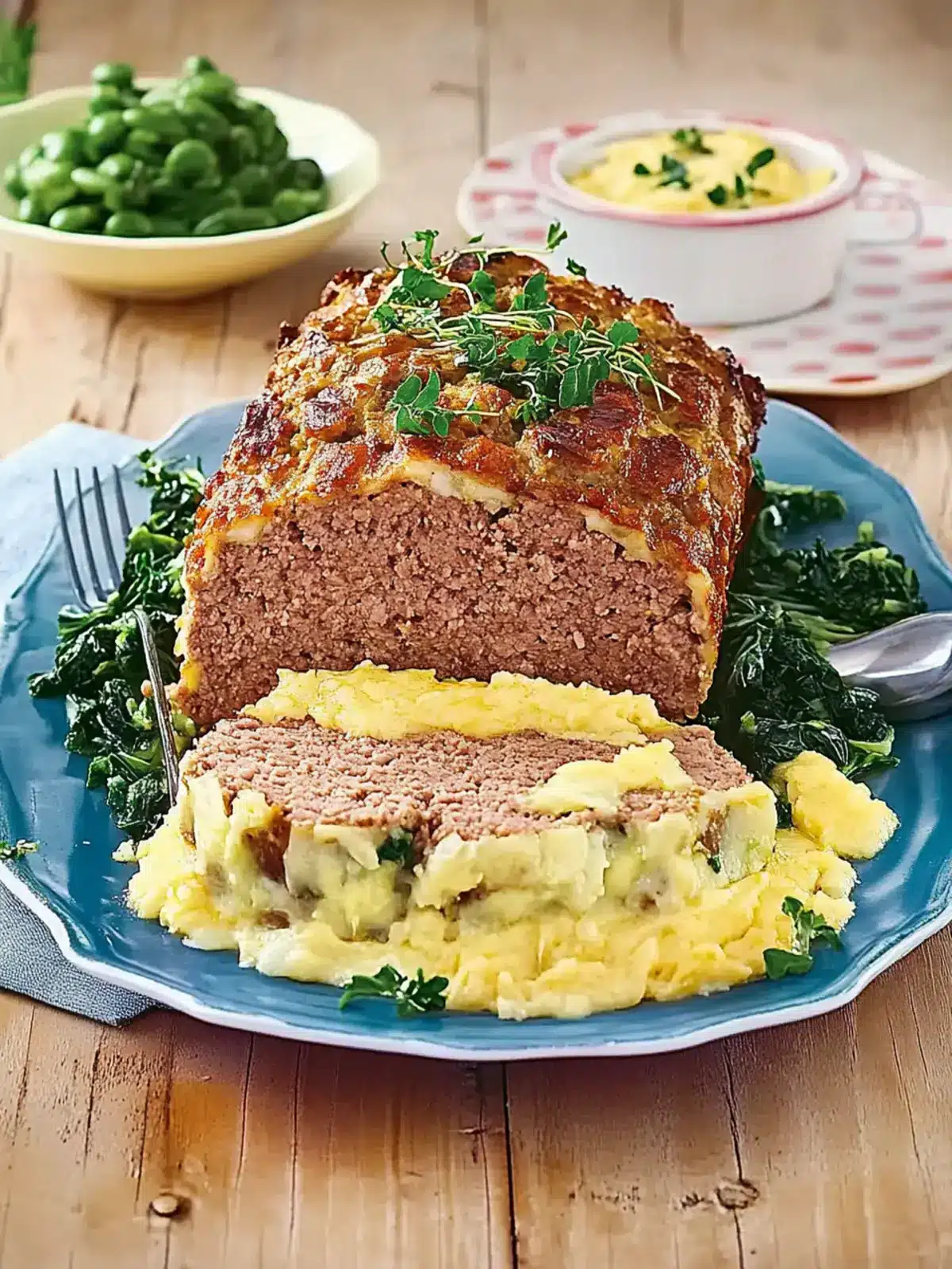 Viennese meatloaf with creamed savoy cabbage