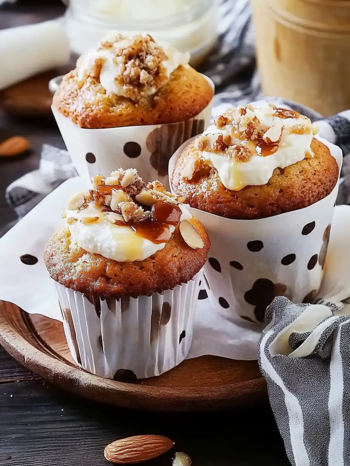 Butter Almond Caramel Banana Muffins