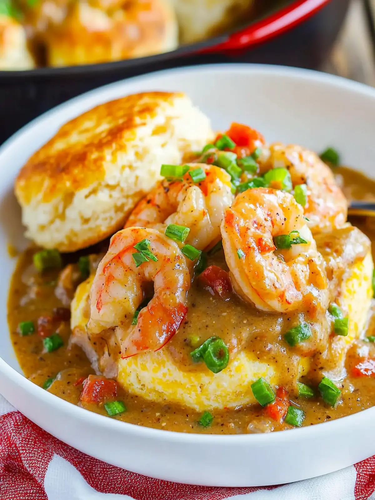 Cheddar Biscuits and Shrimp and Andouille Gravy