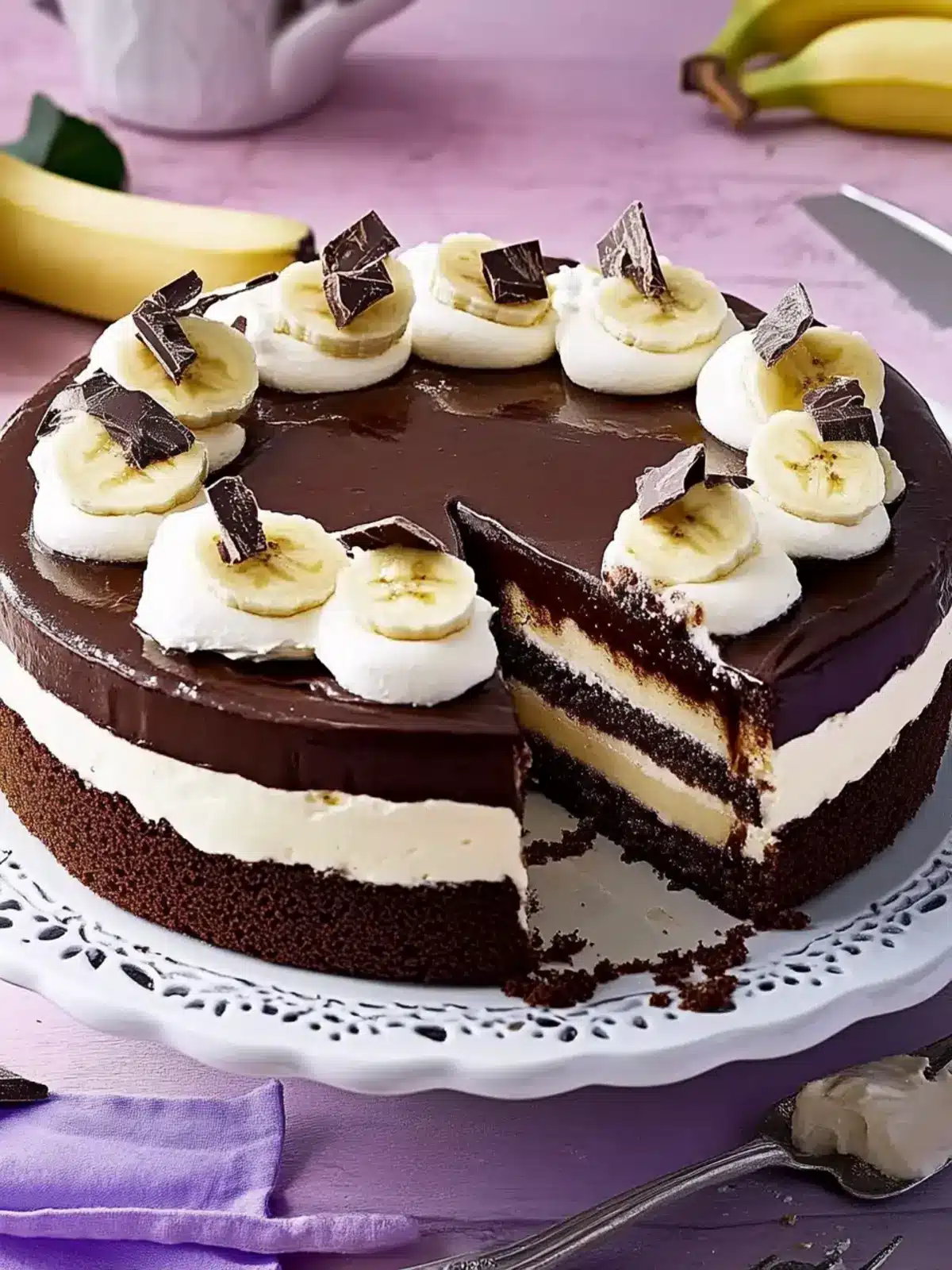 Chocolate Banana Cake with Whipped Cream Dollops Bliss 3 Chocolate banana cake with whipped cream dollops