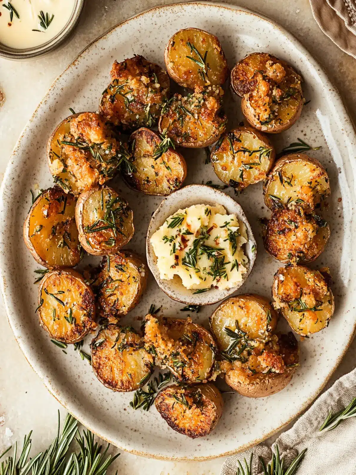 Smashed Fingerling Potatoes with Rosemary Garlic Butter