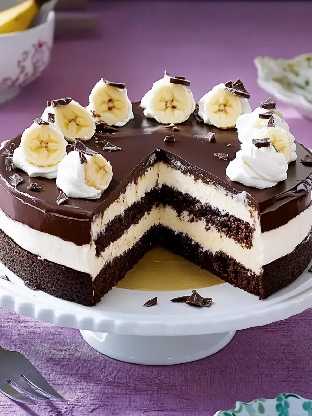 Chocolate Banana Cake with Whipped Cream Dollops Bliss 4 Chocolate banana cake with whipped cream dollops