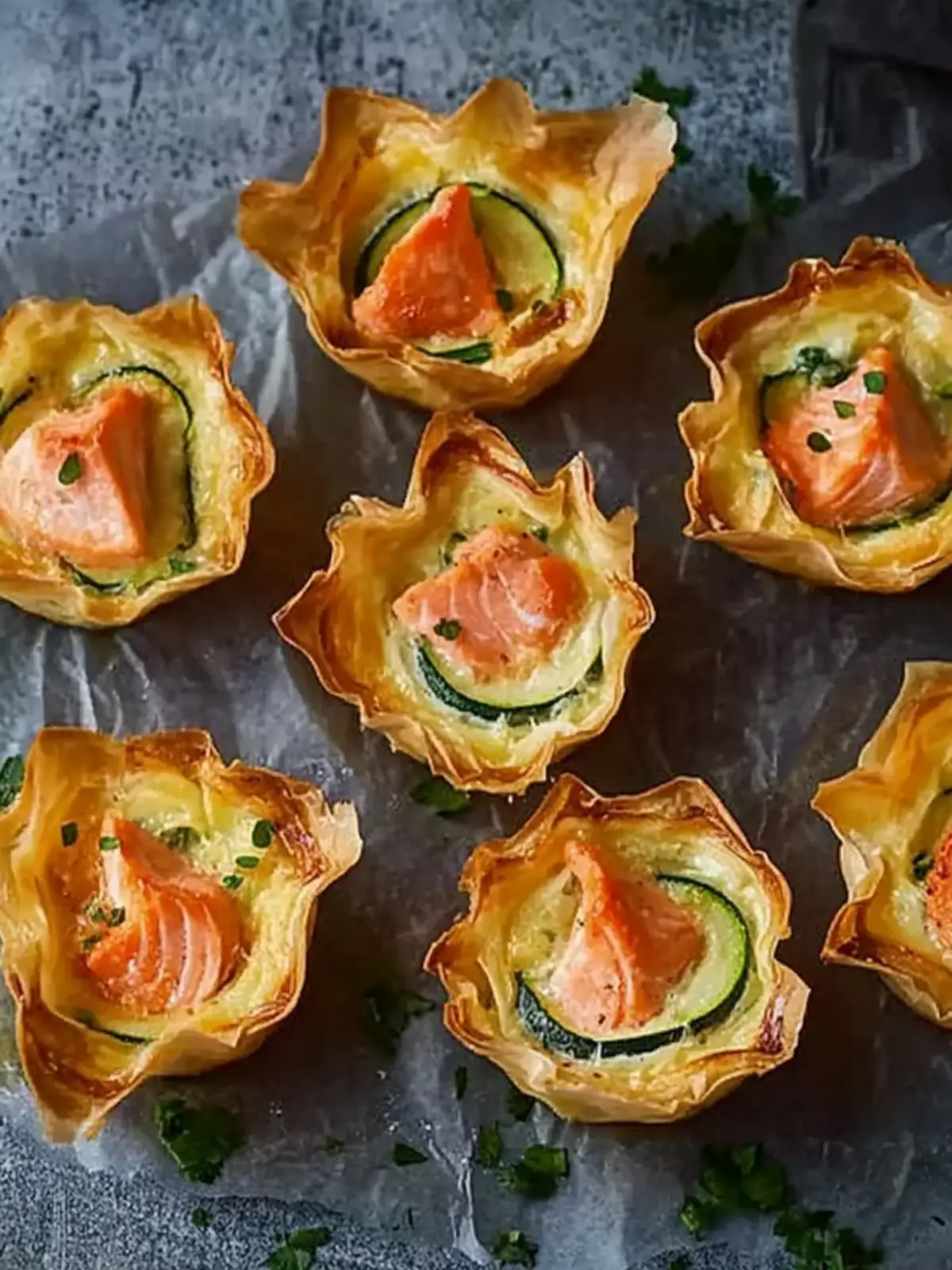 Savory Mini Quiches with Salmon and Courgettes to Impress 4 Mini quiches with salmon and courgettes