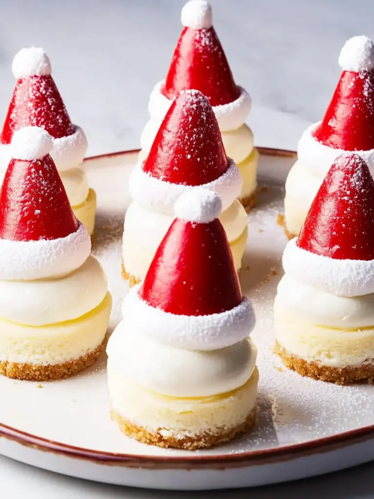 Santa Hat Cheesecake Bites