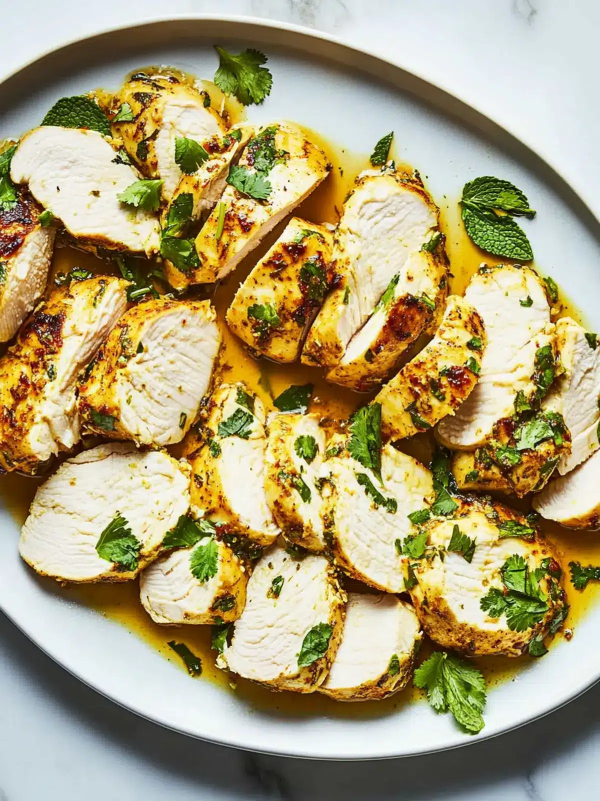 Garlic-Ginger Chicken With Cilantro and Mint