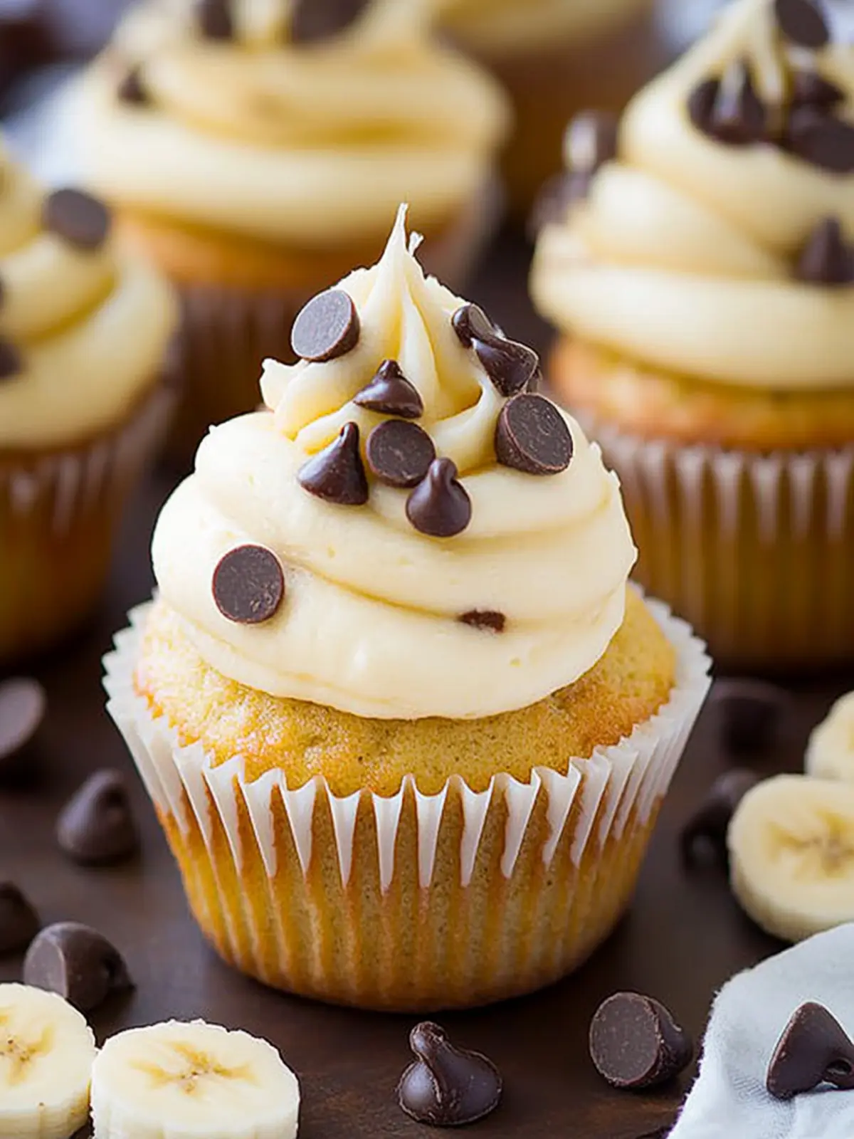 Banana Chocolate Chip Cupcakes with Cream Cheese Frosting
