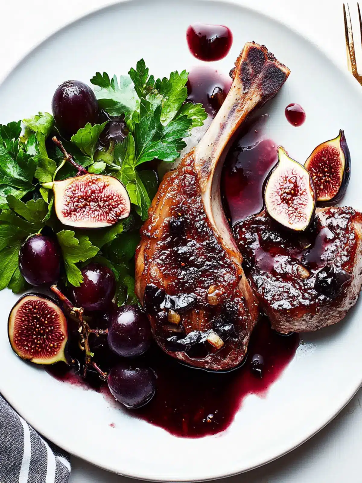 Pork Chops with Fig and Grape Agrodolce for New Year's Eve Delight 5 Pork Chops With Fig and Grape Agrodolce- New Year's Eve main course