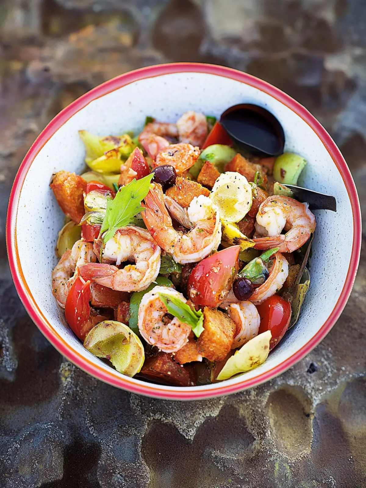 Refreshing Prawn Panzanella with Zesty Jalapeño Dressing 4 Prawn panzanella