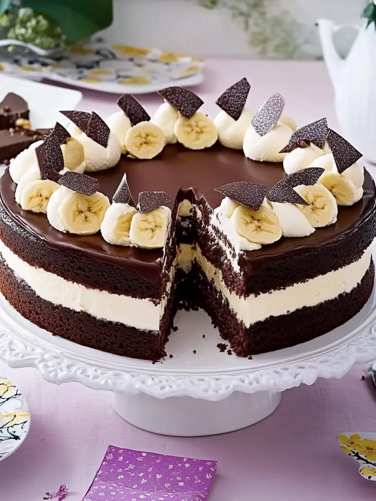 Chocolate Banana Cake with Whipped Cream Dollops Bliss 2 Chocolate banana cake with whipped cream dollops